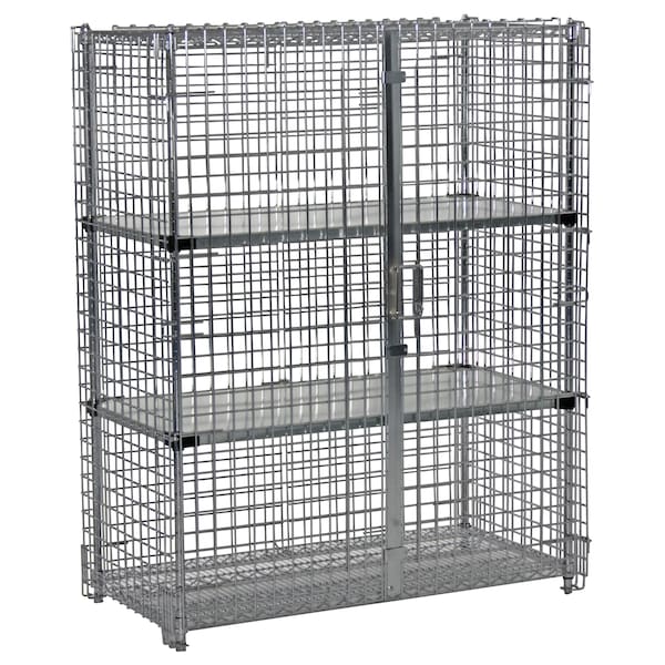 Security Cage, 3 Solid Shelves, 24x36x60